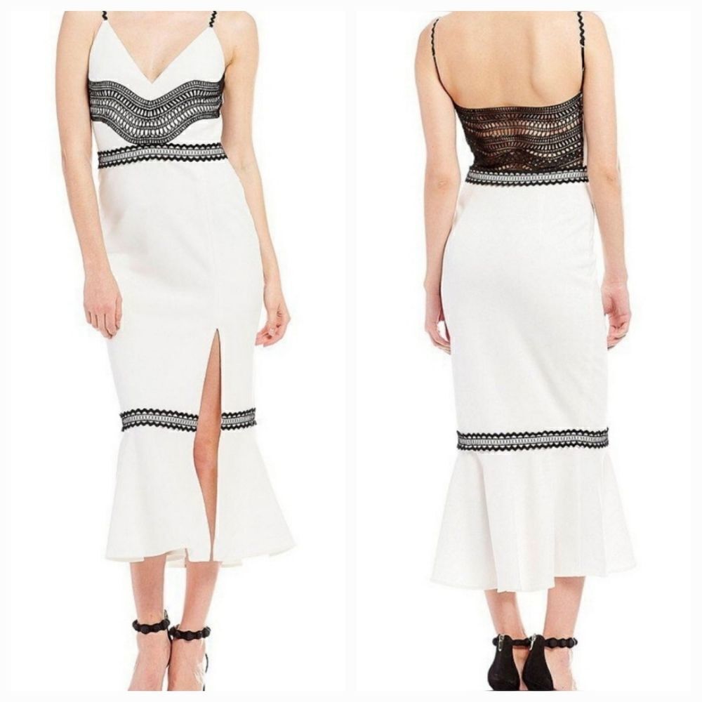 StyleStalker White Crochet Lace Midi Dress Size Small
